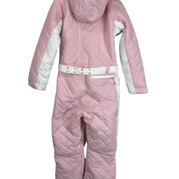 Tipsy Elves Ski Snow Suit Womens Size Large L Powder Pink Faux Fur Retro - Picture 7 of 11